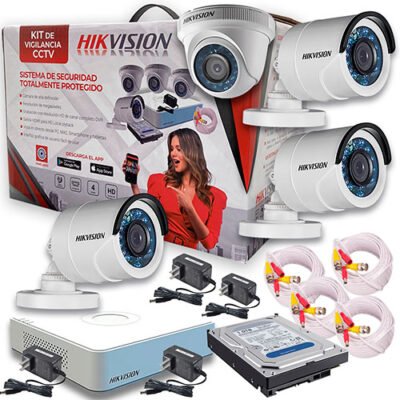 Cámaras de Seguridad KIT CCTV Mini Dvr 4 Canales+4 Cámaras Digital