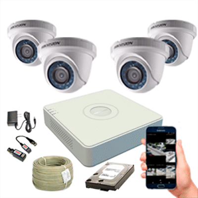 Cámaras de Seguridad KIT CCTV Mini Dvr 4 Canales+4 Cámaras Análogas